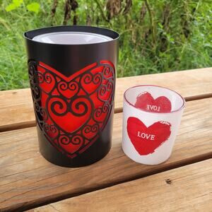Pink Zebra Valentine’s Bundle Red Shade, Heart Accent, Candle Jar + Black Base